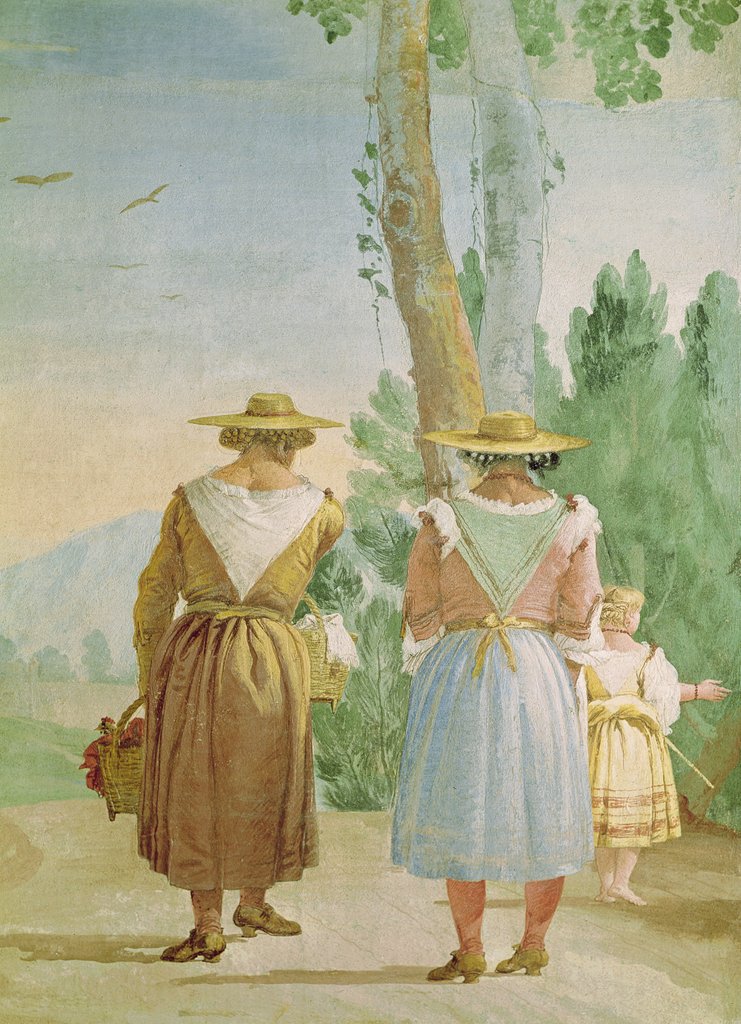 Detail of Two Peasant Women and a Child Seen from Behind by Giandomenico Tiepolo
