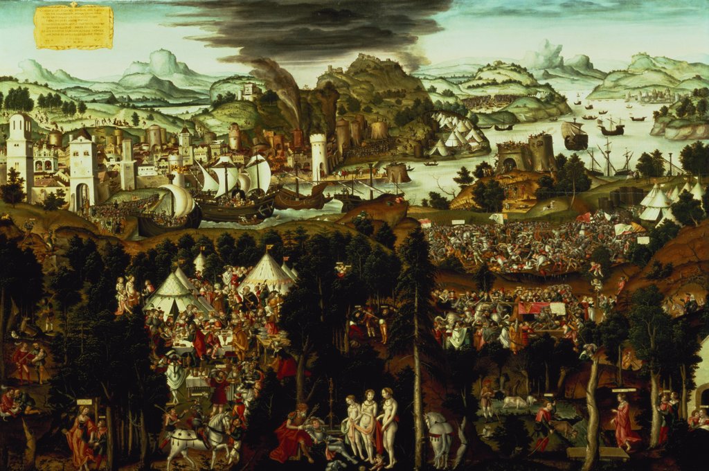 Detail of The Judgement of Paris and the Trojan War, 1540 by Matthias Gerung or Gerou