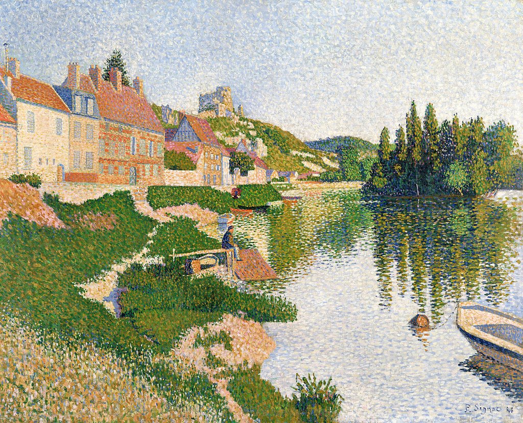 Detail of The River Bank, Petit-Andely, 1886 by Paul Signac