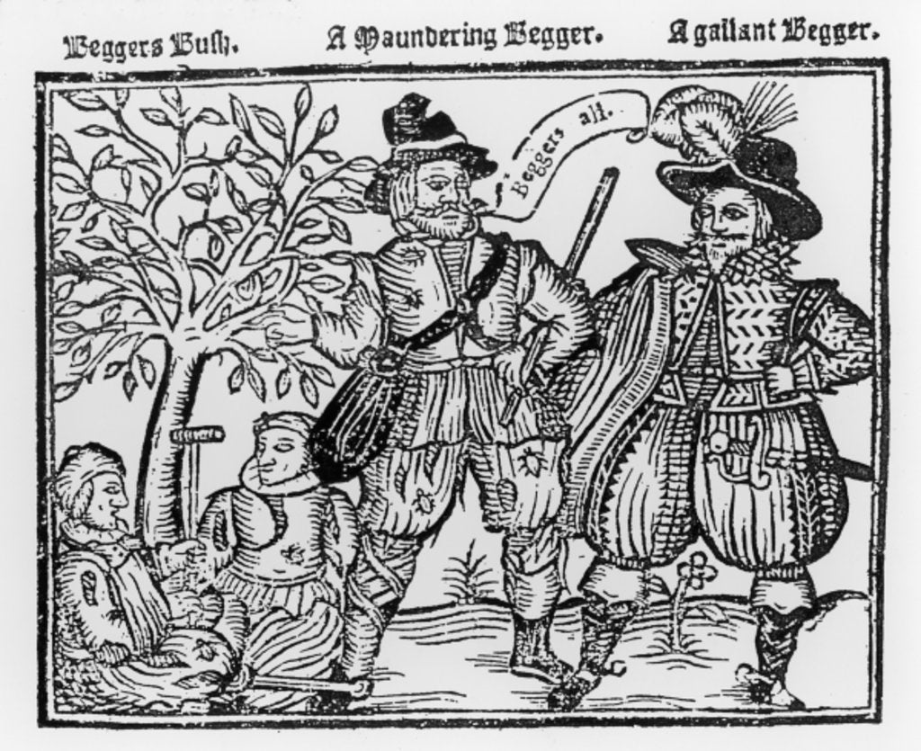 Detail of Beggars All: Beggars Bush, a Wandering Beggar and a Gallant Beggar by English School