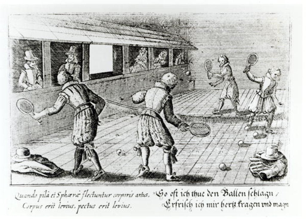 Detail of A Game of Real Tennis with Sport Ballads below by English School