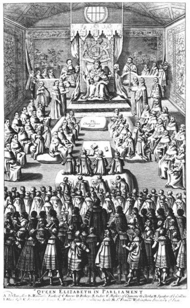 Detail of Queen Elizabeth I and Parliament by English School