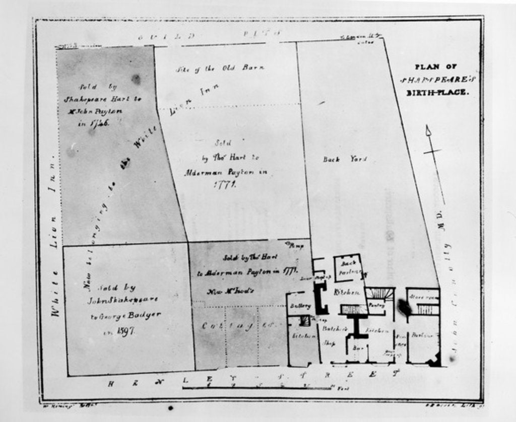 Detail of Plan of Shakespeare's Birthplace by W. Heming