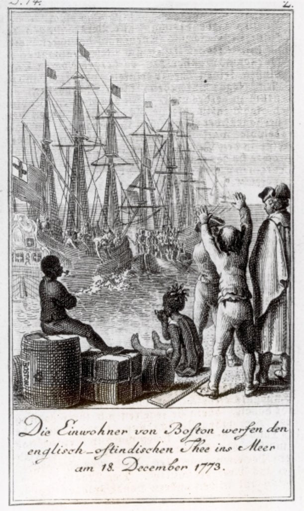 Detail of The Inhabitants of Boston Throw English-East Indian Tea in the Sea, 18 December 1773 by German School