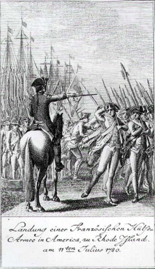Detail of The Landing of a French Auxiliary Army at Rhode Island in America, 11 July 1780 by German School