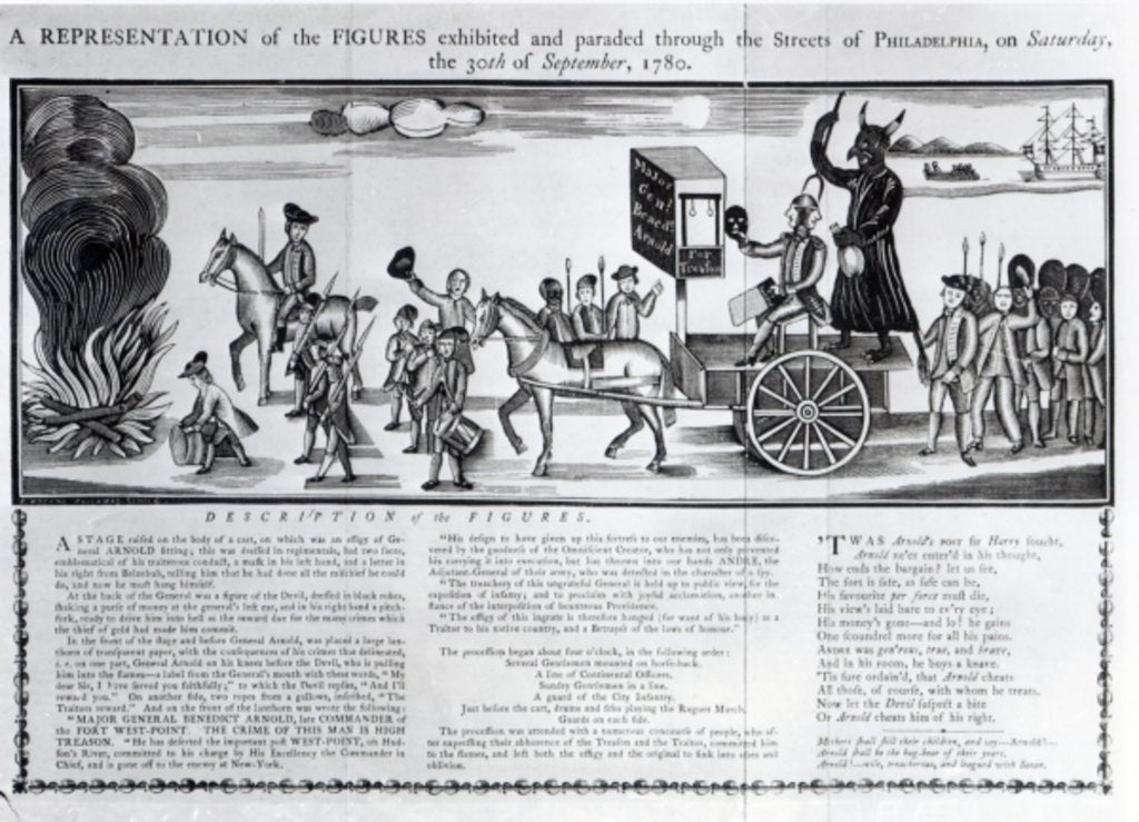 Detail of Representation of the figures exhibited and paraded through the streets of Philadelphia on Saturday 30th September 1780 by American School