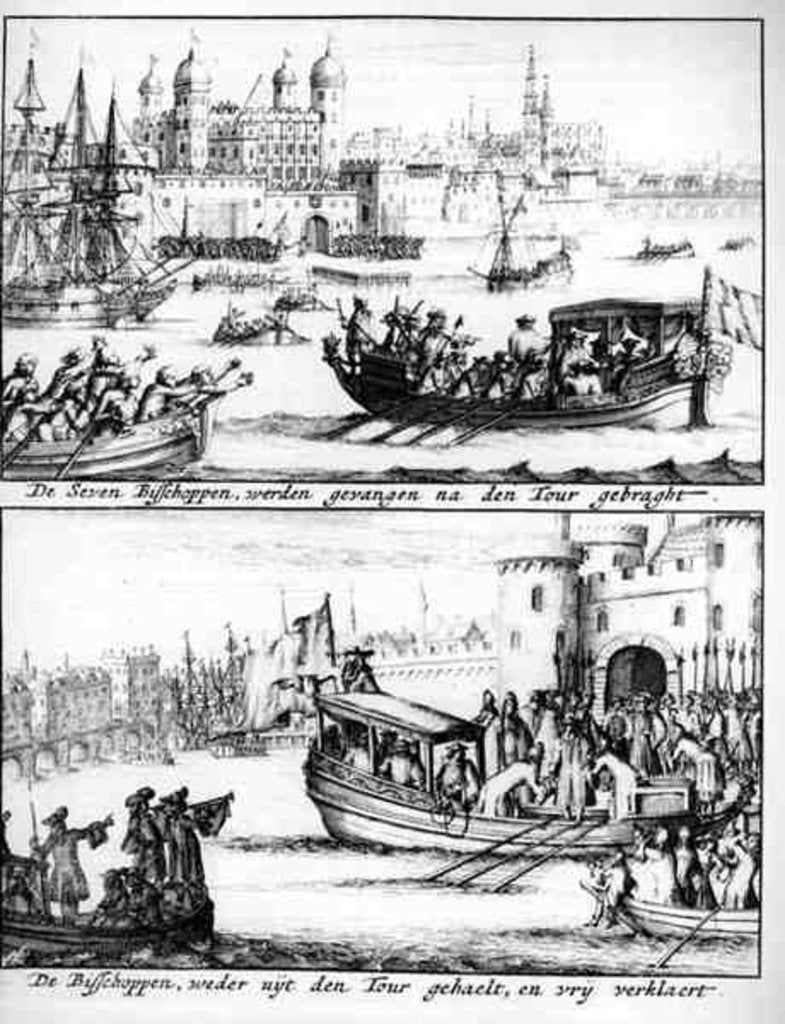 Detail of Seven Bishops Go to the Tower, 1688 by English School