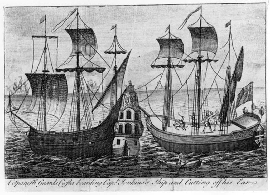 Detail of A Spanish 'Guarda Costa’ boarding Captain Jenkin's Ship and Cutting Off His Ear, 1731 by English School