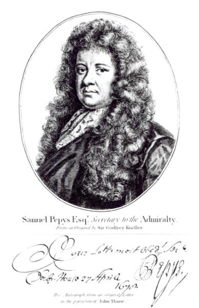 Detail of Samuel Pepys by Godfrey Kneller