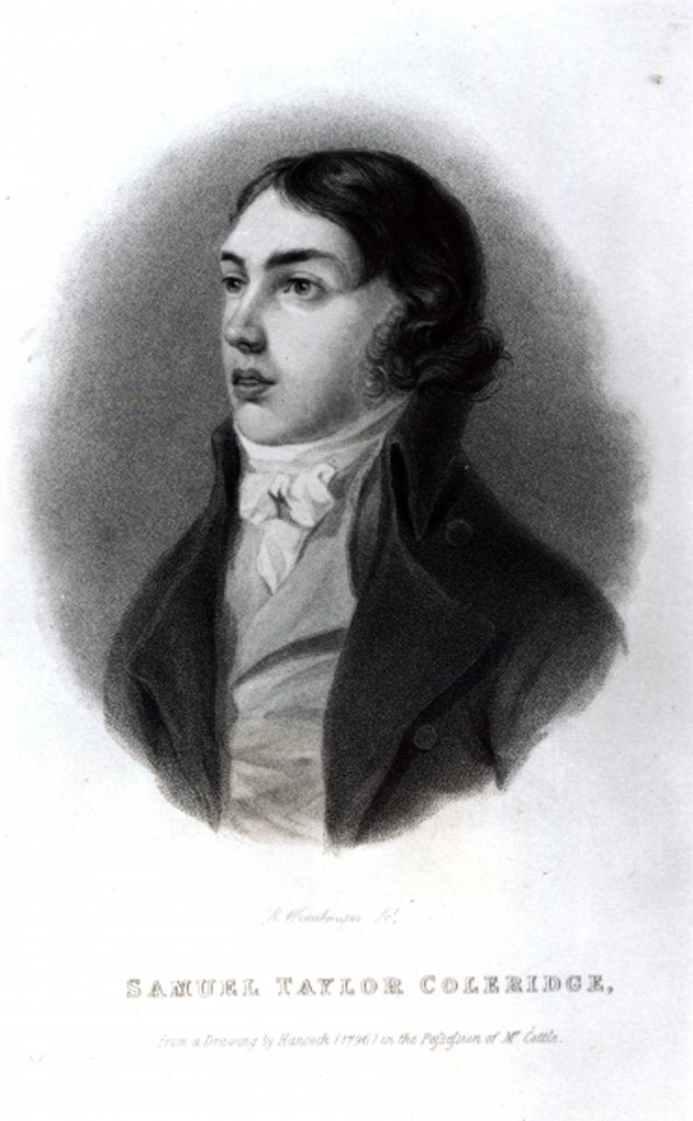 Detail of Portrait of Samuel Taylor Coleridge as a Young Man by Robert Hancock (after)