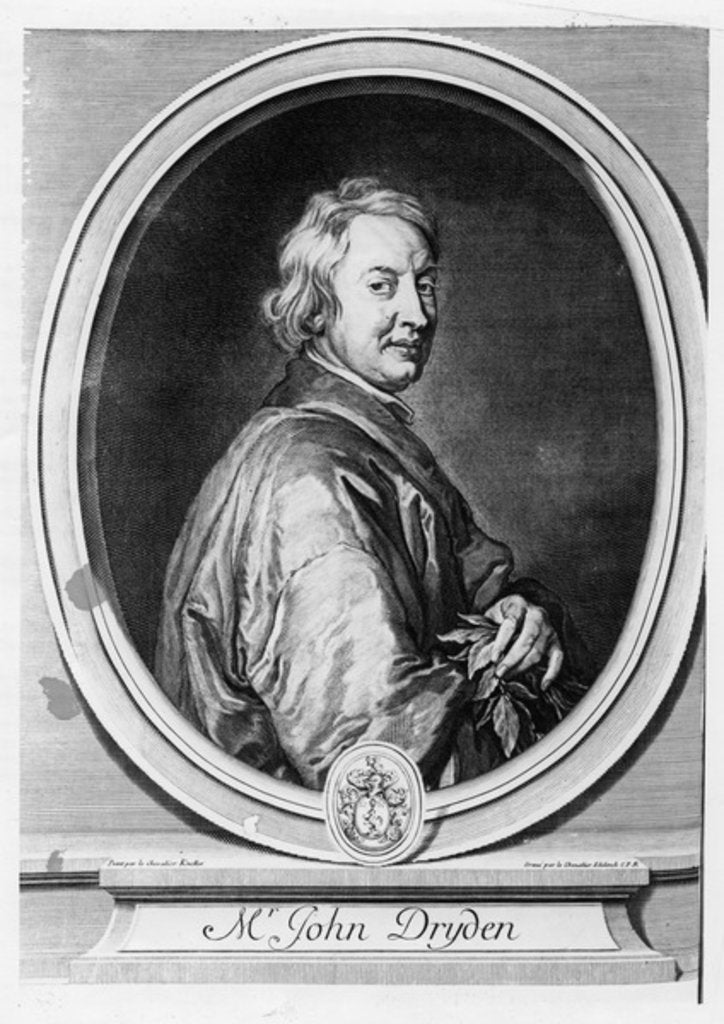Detail of John Dryden engraved by Gerard Edelinck by Godfrey Kneller