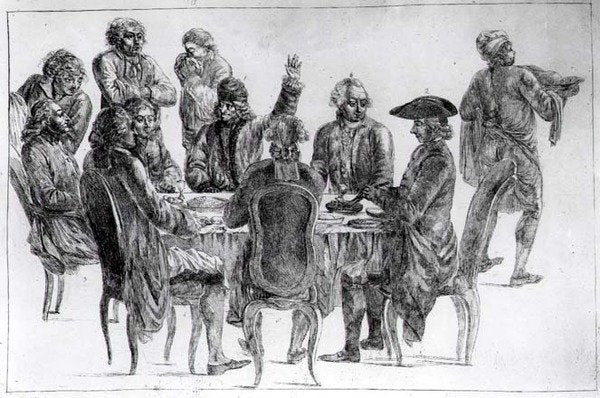 Detail of The Philosophers at Supper, c.1775 by Jean Huber