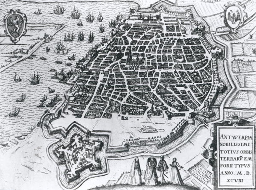 Detail of Map of Antwerp, 1598 by Dutch School