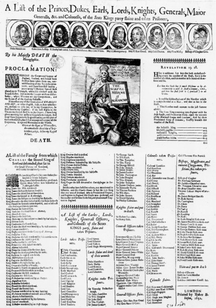 Detail of List of Those Loyal to the King of the Scots Who Were Slain and Taken Prisoner, 1652 by English School