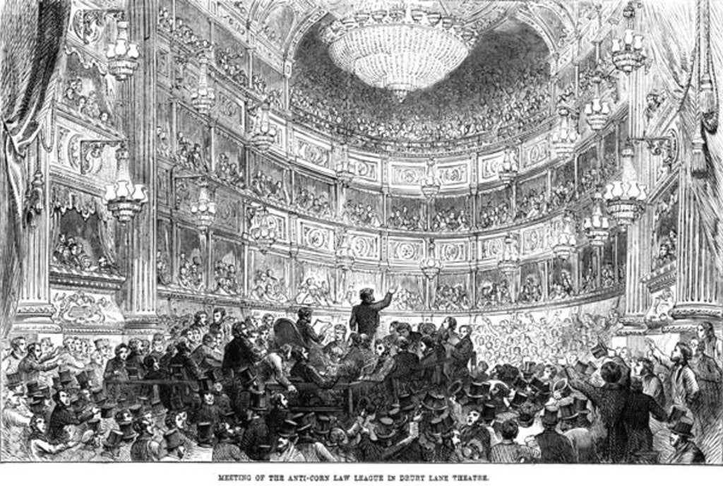 Detail of Meeting of the Anti-Corn Law League in Drury Lane Theatre by English School