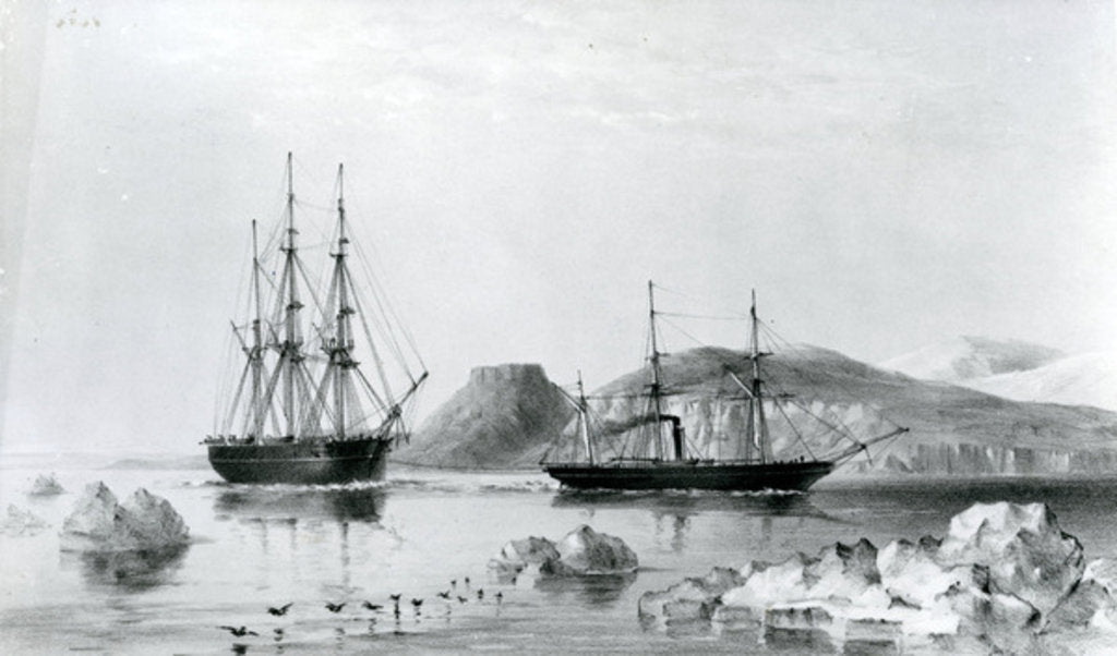 Detail of HMS Assistance in Tow of Pioneer passing John Harrow Mount, North Wellington Channel in 1853 by English School