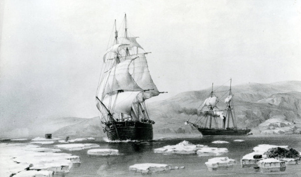 Detail of HMS Assistance and Pioneer breaking out of Winter quarters in 1854 by English School