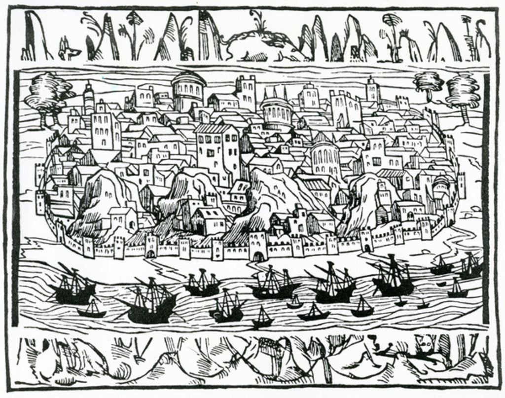 Detail of View of Lisbon from 'Libro de Grandezas y cosas Memoralder de Espana' by Pedro Medina, 1548 by Spanish School