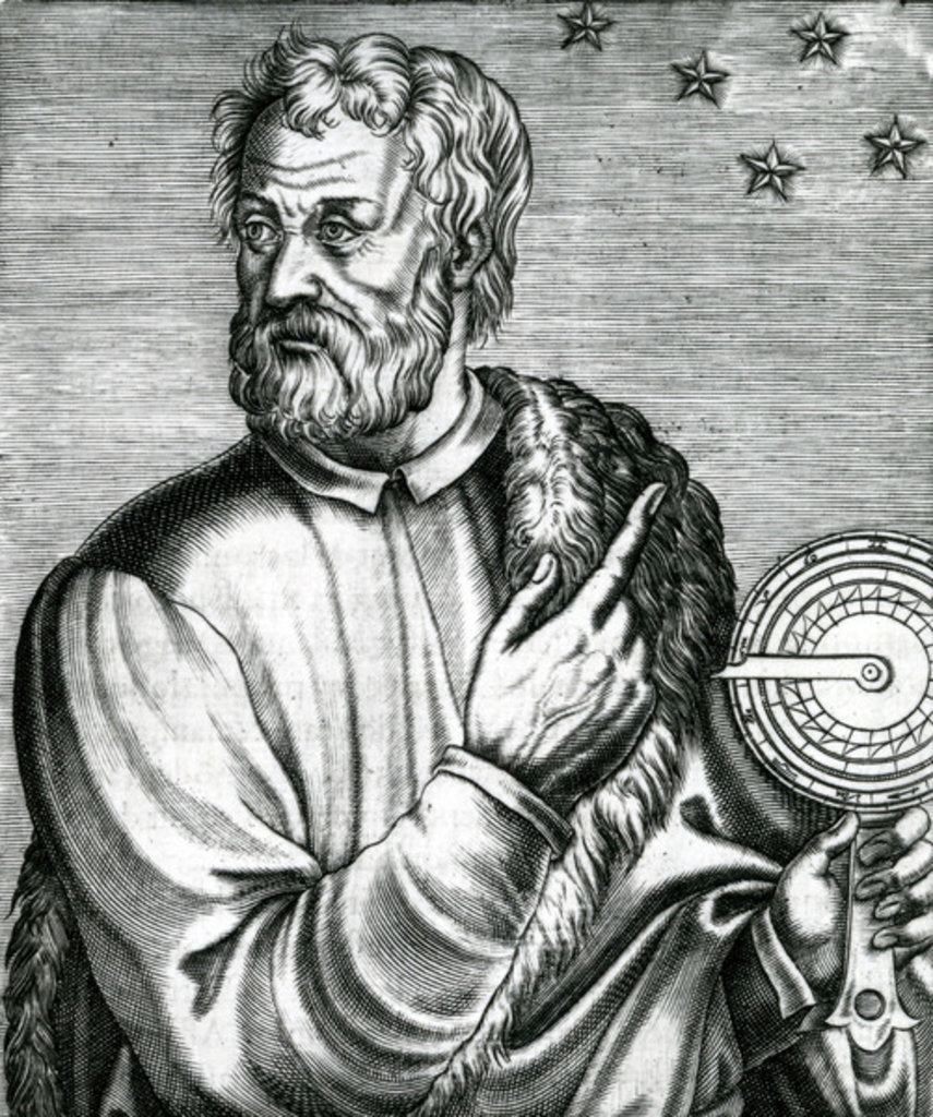 Detail of Portrait of Christopher Columbus from 'Les Vrais portraits et Vies des Hommes' by Andre Thevet, 1584 by French School