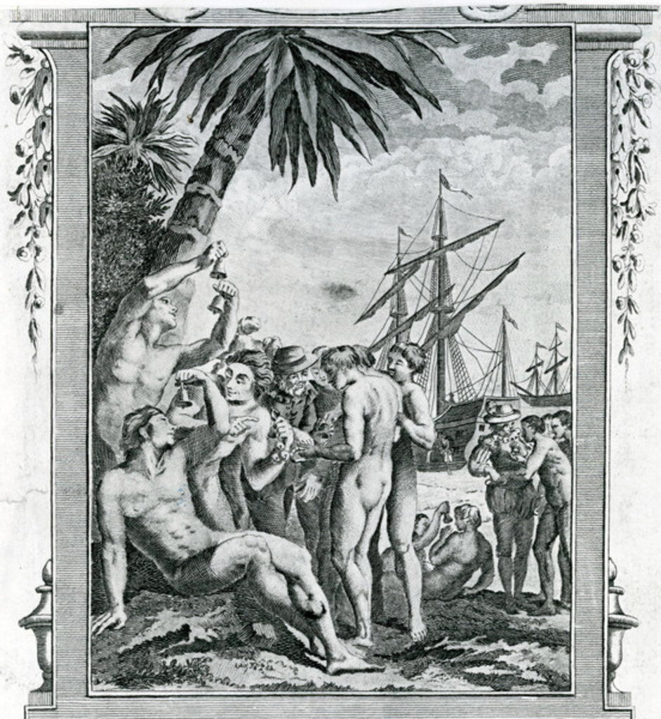 Detail of The First Interview of Christopher Columbus with the Natives of America, 1777 by British School
