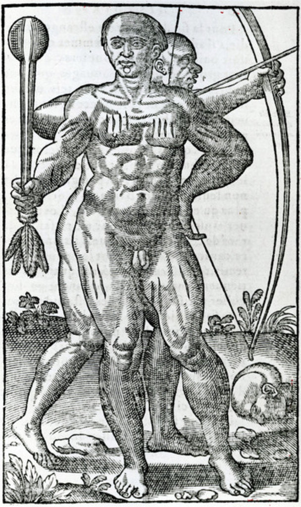 Detail of Two Natives from 'la Hystoria general de las Indias' 1547 by Christopher Columbus