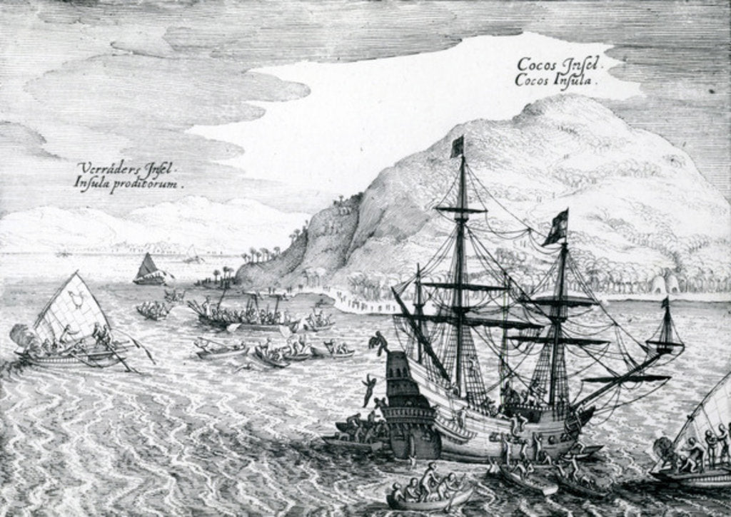 Detail of View of Cocos Island and Verraders Island, 1655 by Mattaus the Younger Merian