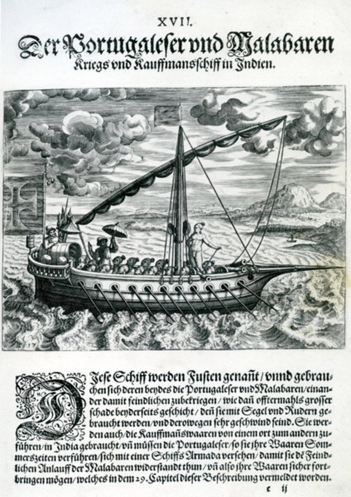 Detail of Ship from 'India Orientalis', 1598 by Theodor de Bry