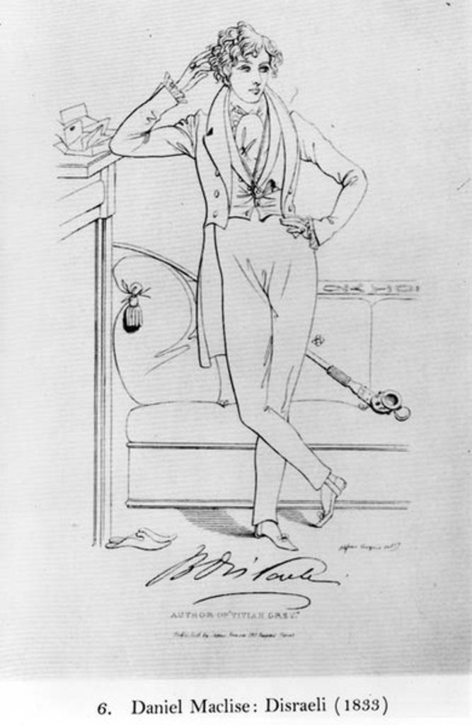Detail of Portrait of Benjamin Disraeli Author of 'Vivian Grey', 1833 by Daniel Maclise (after)