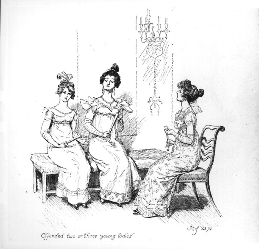 Detail of Offended two or three young ladies by Hugh Thomson
