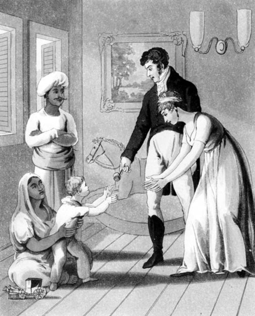 Detail of An European Lady and her Family, attended by an Ayah, or Nurse by Charles D'Oyly