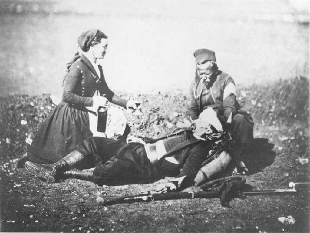 Detail of A Nurse Tending a Wounded Man in the Crimea, c.1855 by English Photographer