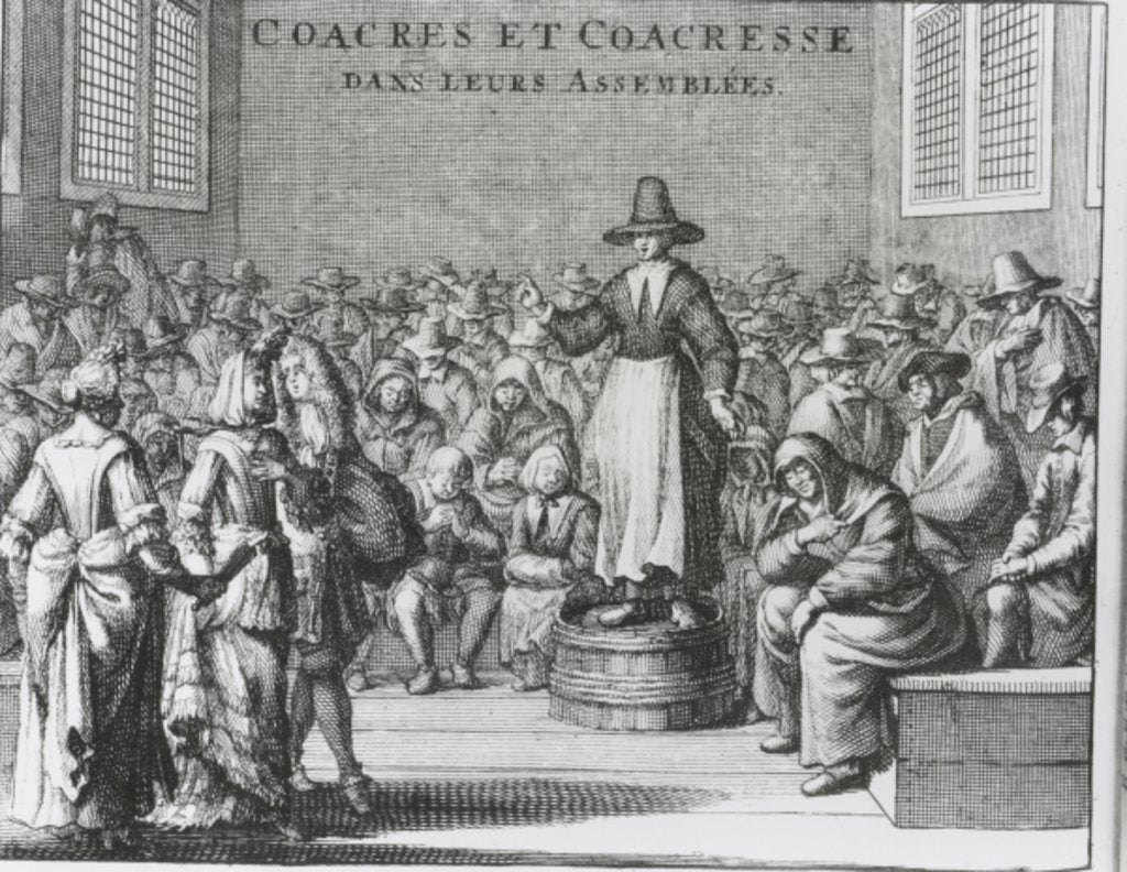 Detail of Male and Female Quakers at their Assembly by French School
