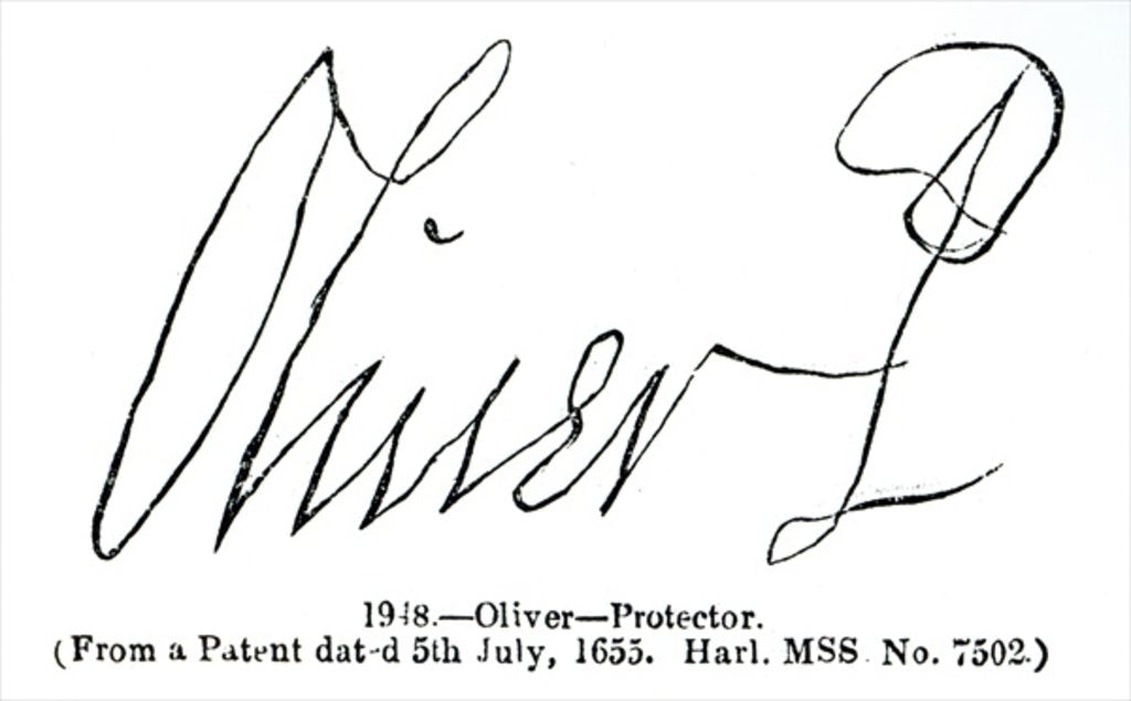 Detail of Signature of Oliver Cromwell Lord Protector by English School