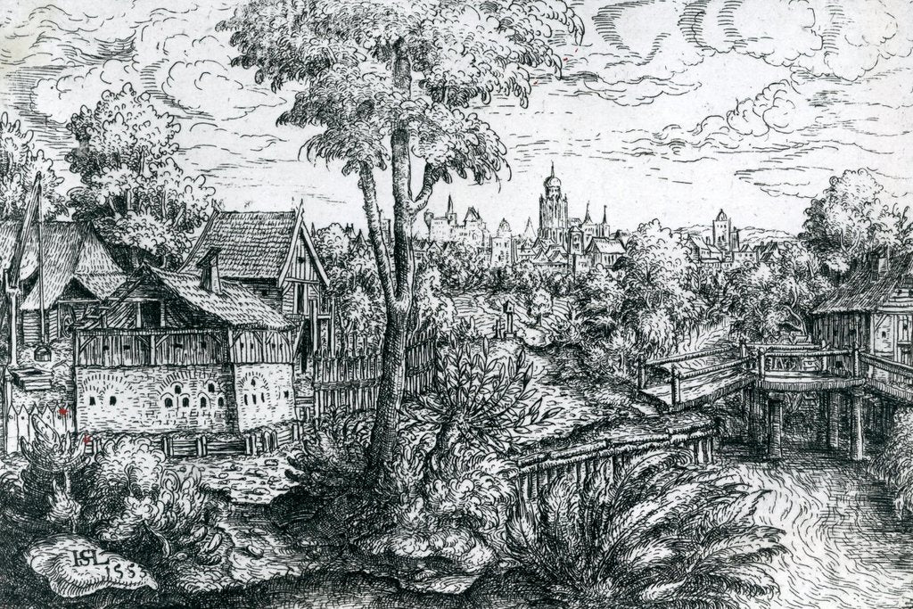 Detail of Bridge near a Watermill, 1553 by Hanns Sebald Lautensack