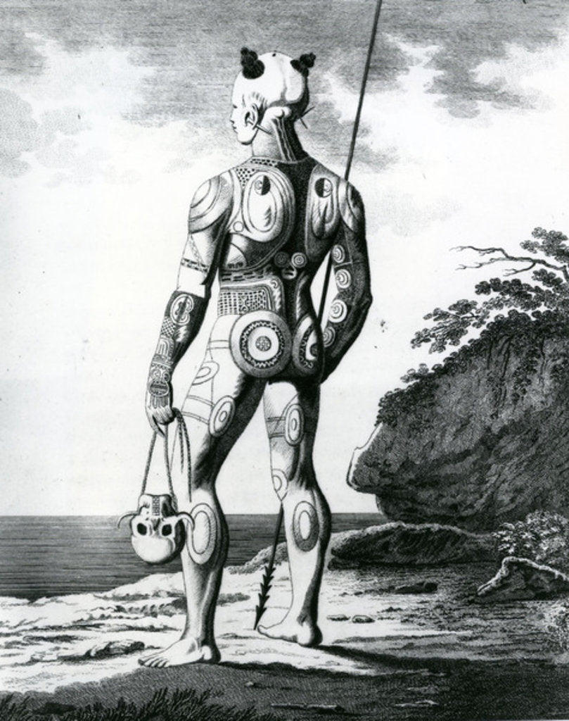 Detail of A Young Noukahiwan man not completely Tattooed, 1813 by Wilhelm Gottlieb Tilesius von Tilenau