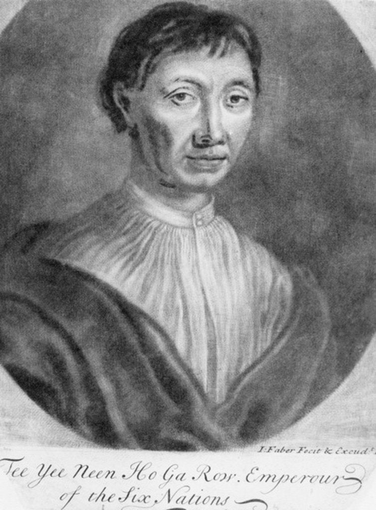 Detail of Portrait of Tee Yee Neen Ho Ga Row, Emperor of the Six Nations by English School