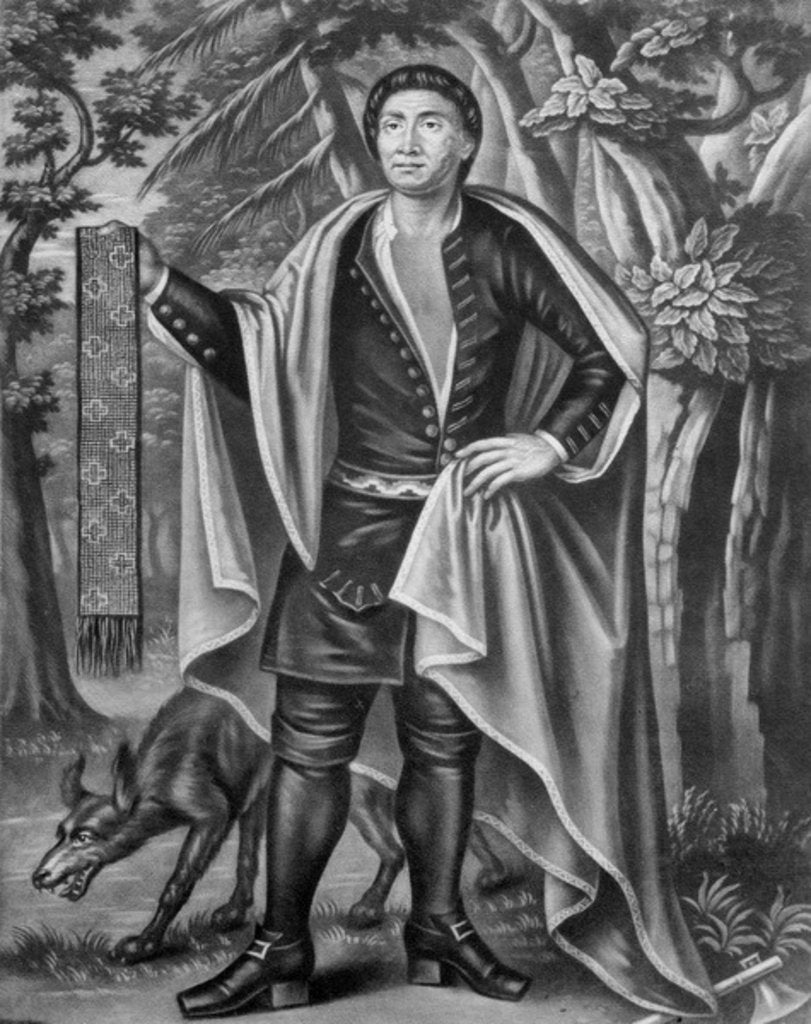 Detail of Portrait of Tee Yee Neen Ho Ga Row, Emperor of the Six Nations, 1710 by English School