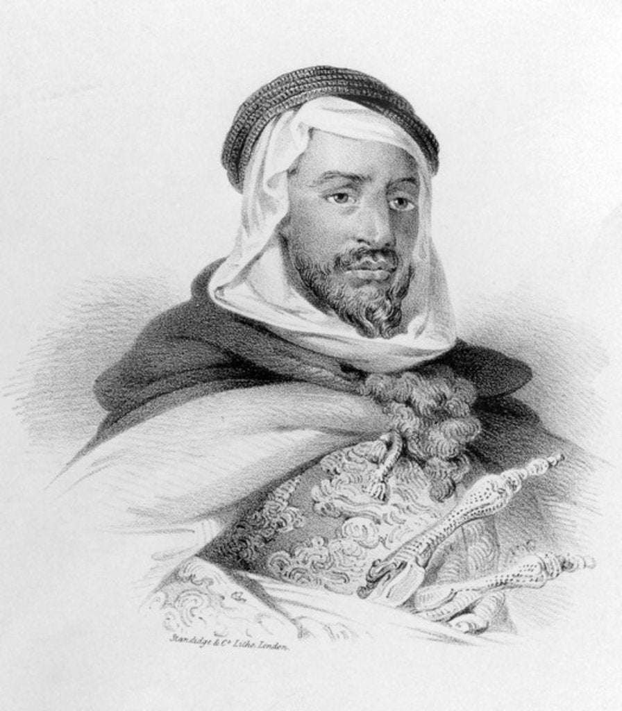 Detail of Hadgi Abd-El-Kader Ben Heideen, 1842 by English School