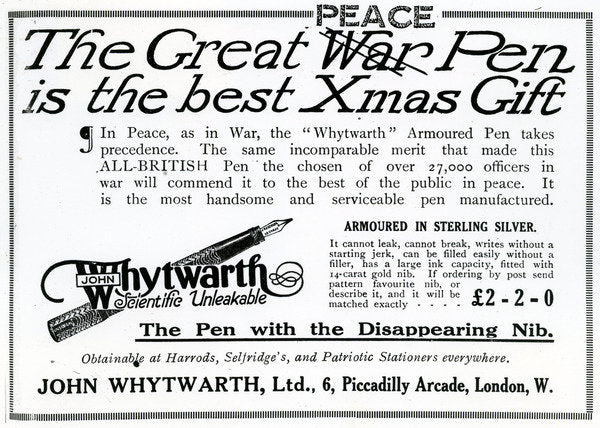 Detail of Advertisement 'The Great War Pen is the best Xmas Gift' by Anonymous