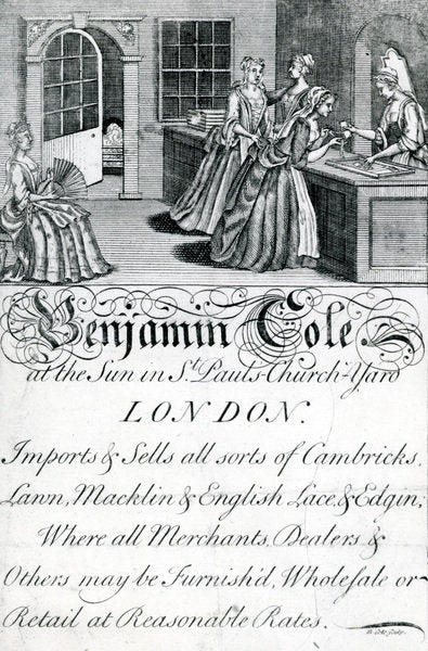 Detail of Trade Card, Benjamin Cole, London tradesman by English School