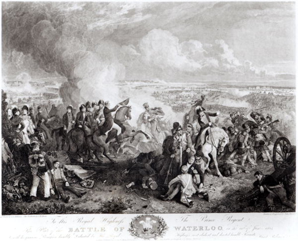 Detail of The Battle of Waterloo, 18th June 1815, engraved by John Burnet, 1819 by John Augustus (after) Atkinson