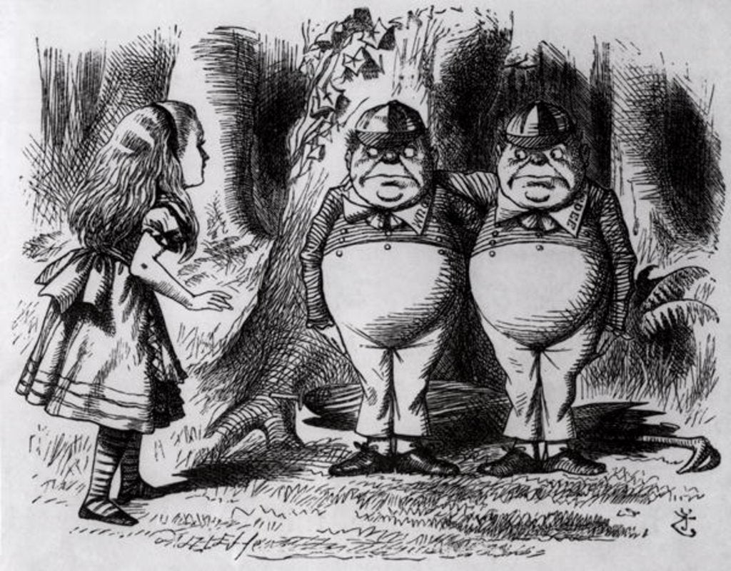 Detail of Tweedledum and Tweedledee by John Tenniel