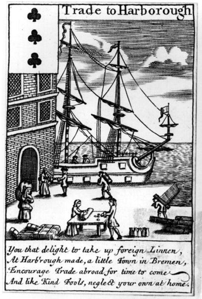 Detail of Trade at Harborough, English playing card by English School