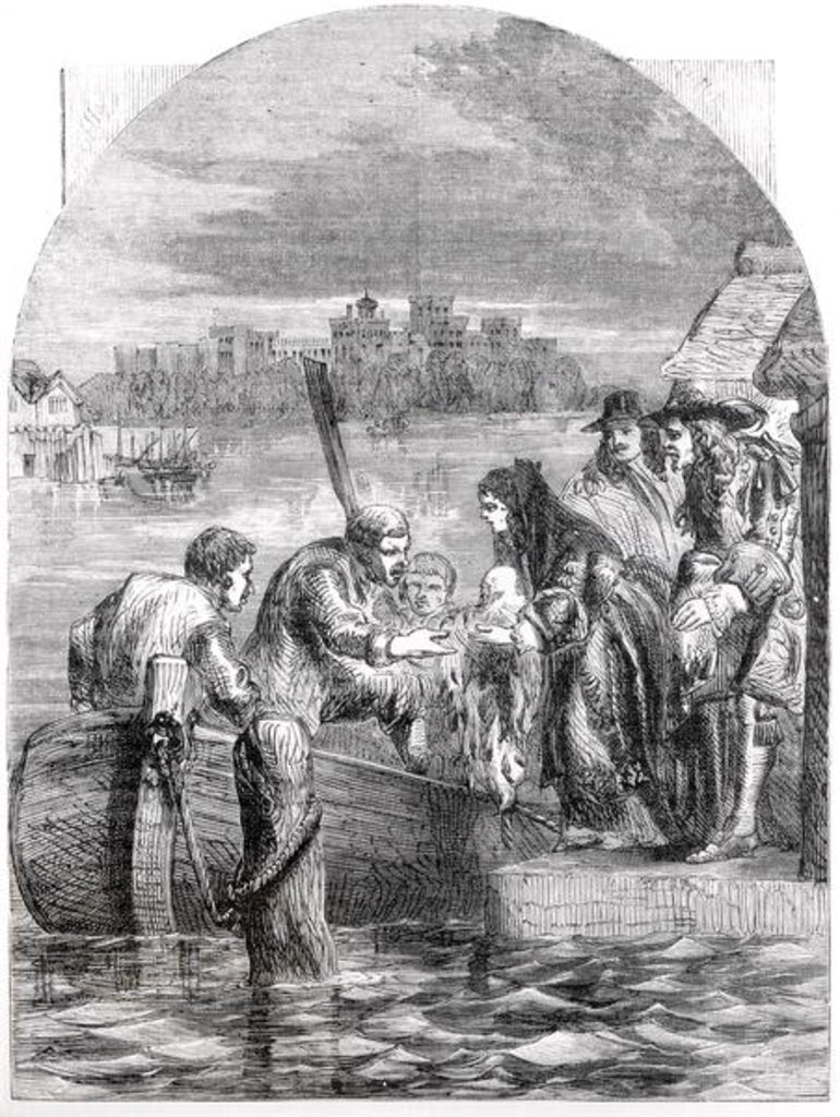 Detail of The Flight of the Queen of James II, December 1688 by English School