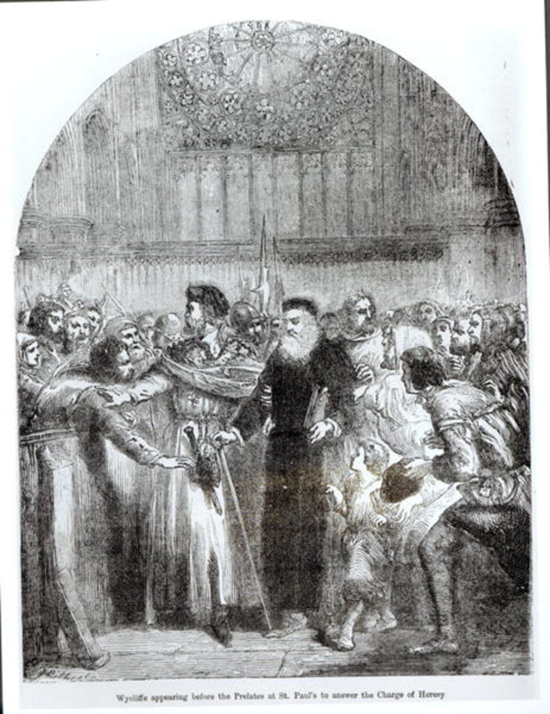 Detail of Wycliffe appearing before the Prelates at St. Paul's to answer the charge of heresy in 1377 by English School
