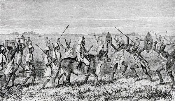 Detail of The Start from M'rooli for the Lake with Kamrasi's Satanic Escort by Samuel Baker