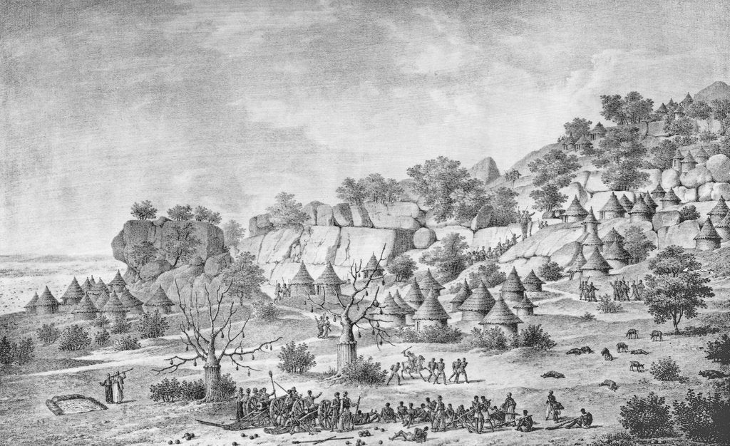 Detail of View of the village north of Agady in the Bertat region by Frederic (after) Cailliaud