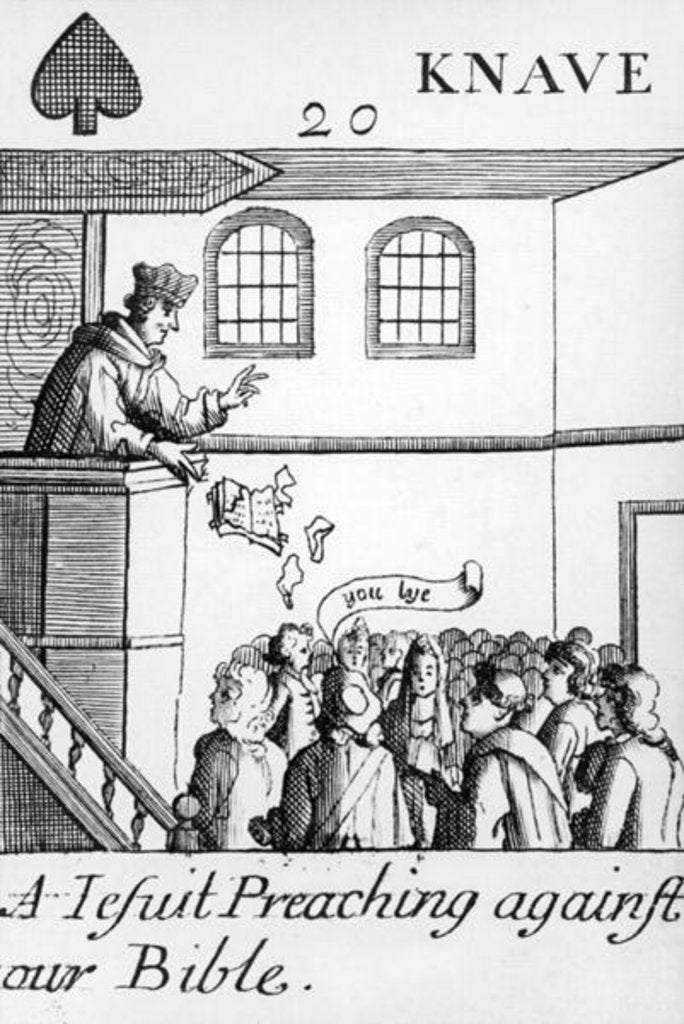 Detail of A Jesuit Preaching Against Our Bible, Jack of Spades by English School