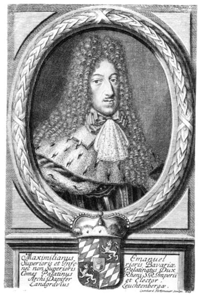 Detail of Maximilian II Emanuel, engraved by Leonard II Heckenauer by German School