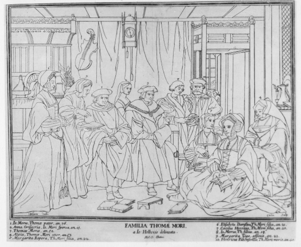 Detail of The Family of Thomas More, Chancellor of England, engraved by Christian de Mechel 1787 by Hans (after) Holbein the Younger